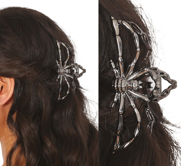 Pinza de pelo de Halloween Araña negra Metal
