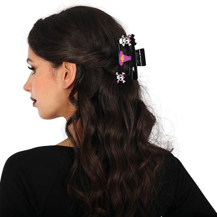 Pinza de pelo de Halloween Calavera rosa 2uds