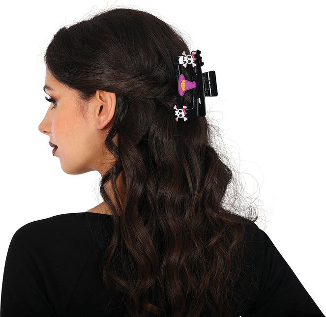 Pinza de pelo de Halloween Calavera rosa 2uds