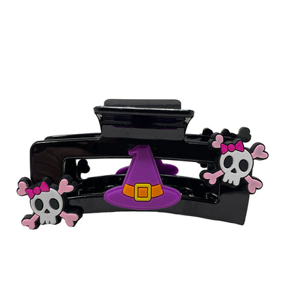 Pinza de pelo de Halloween Calavera rosa 2uds
