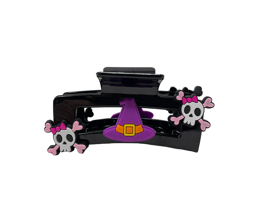 Pinza de pelo de Halloween Calavera rosa 2uds