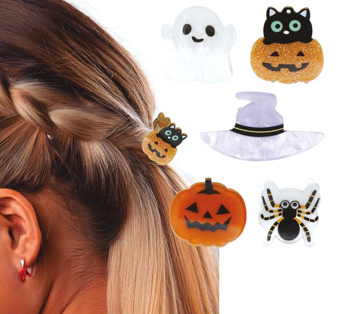 Pinza de pelo de Halloween Calabaza y fantasma 5pcs
