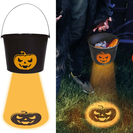 Cubo Halloween Calabaza Con Luz 20cm