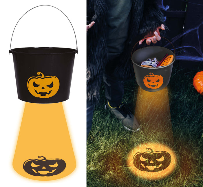 Cubo Halloween Calabaza Con Luz 20cm