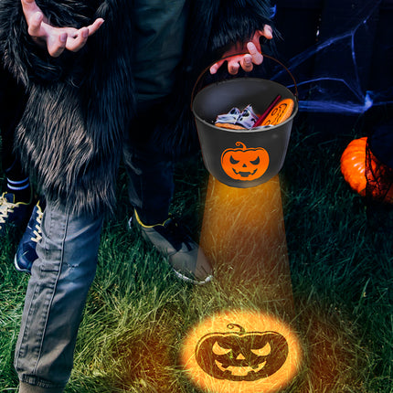 Cubo Halloween Calabaza Con Luz 20cm
