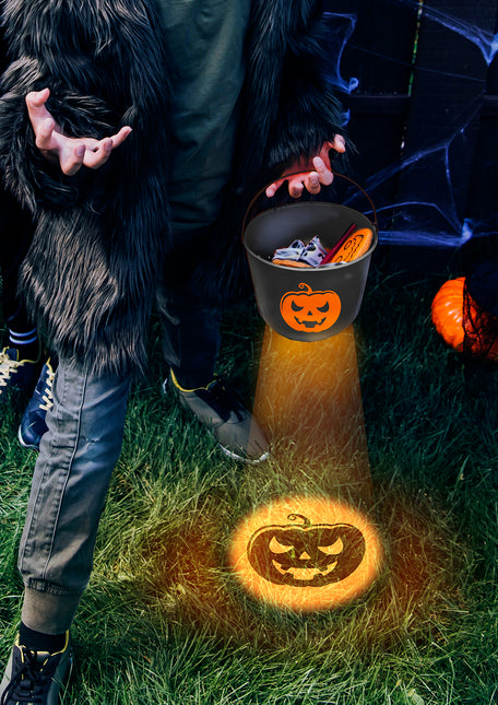 Cubo Halloween Calabaza Con Luz 20cm