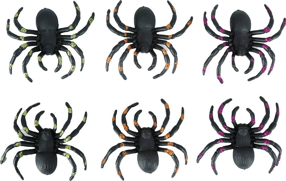 Araña Falsa Negra Purpurina 7cm 6pcs