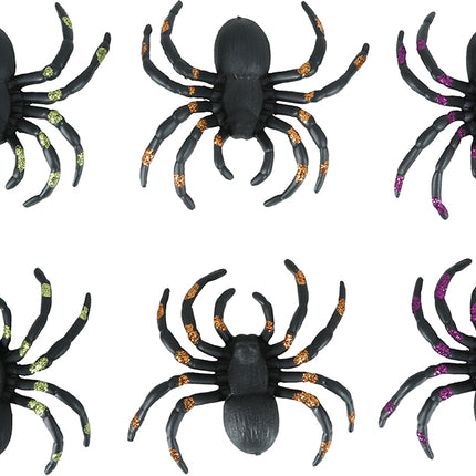 Araña Falsa Negra Purpurina 7cm 6pcs