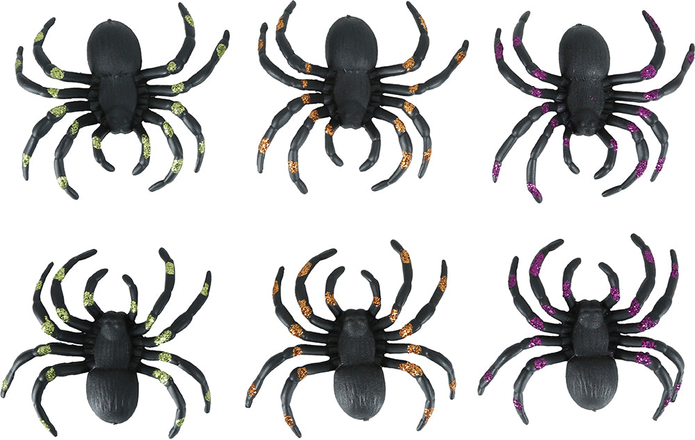 Araña Falsa Negra Purpurina 7cm 6pcs