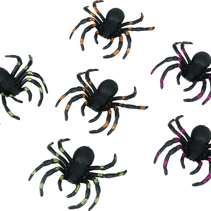 Araña Falsa Negra Purpurina 7cm 6pcs