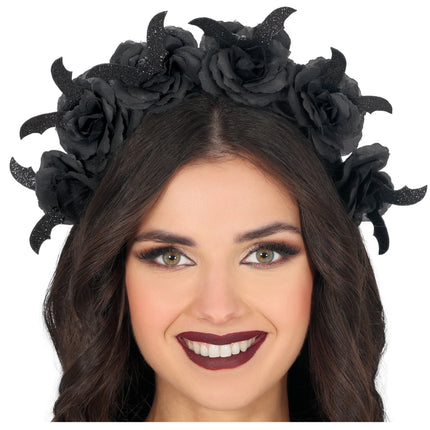 Diadema Floral Negra