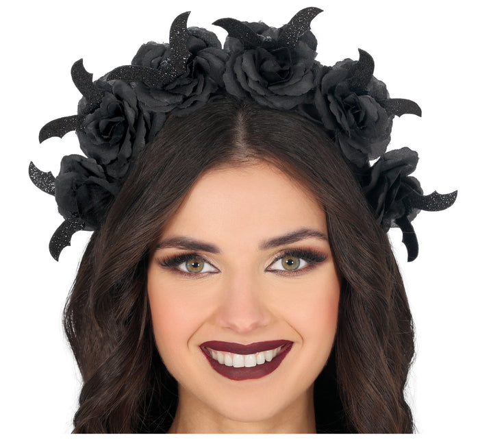 Diadema Floral Negra