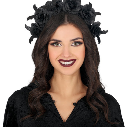 Diadema Floral Negra