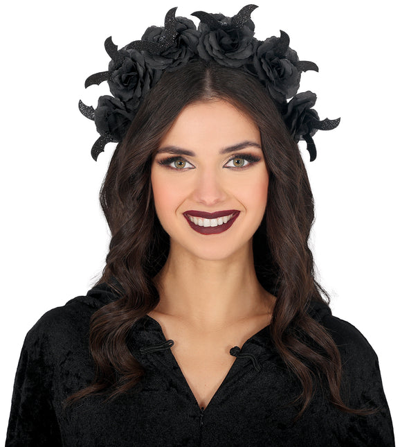 Diadema Floral Negra