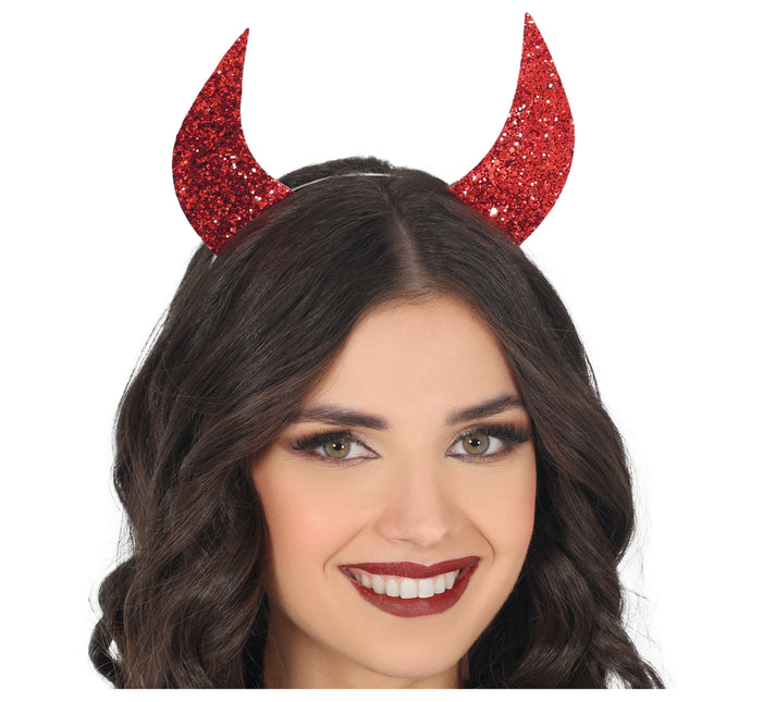 Diadema de Halloween Orejas de Diablo Rojo con Purpurina