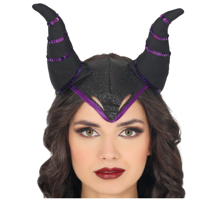 Diadema Halloween Cuernos Negro Morado