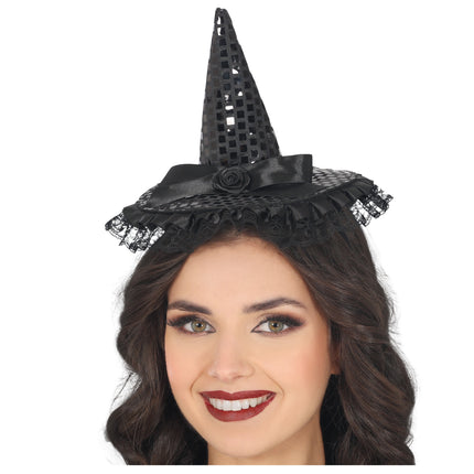 Diadema Negra Mini Sombrero de Bruja