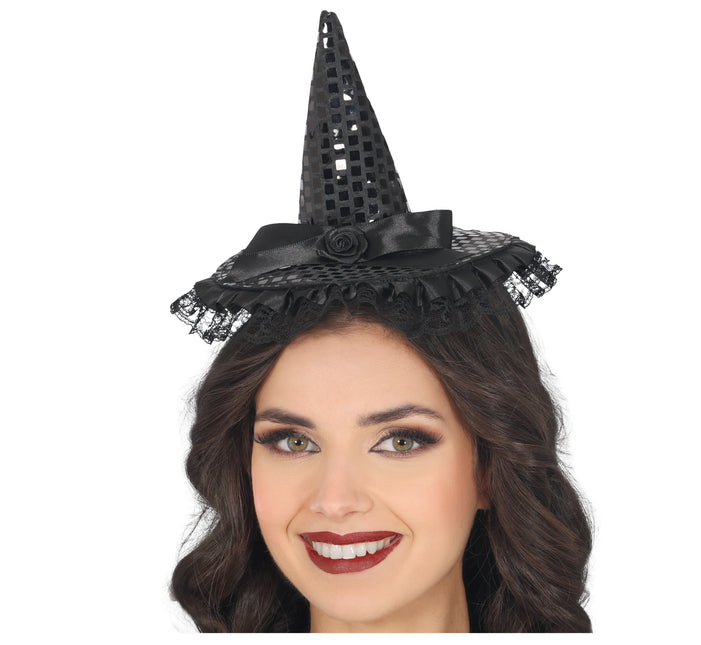 Diadema Negra Mini Sombrero de Bruja