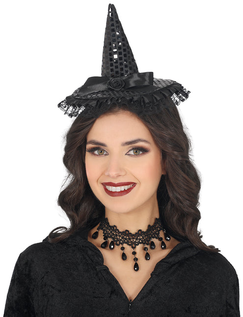 Diadema Negra Mini Sombrero de Bruja