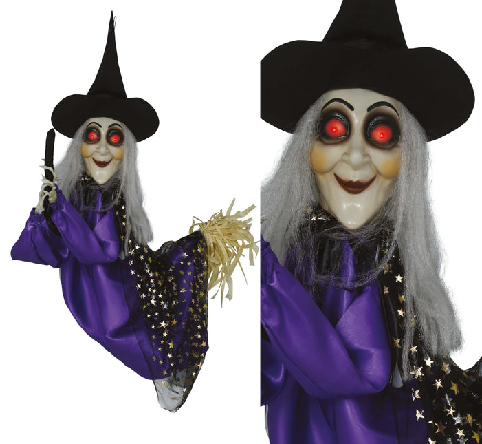 Muñeca Halloween Bruja Con Luz, Sonido Y Movimiento 75cm