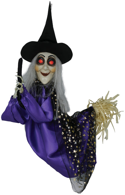 Muñeca Halloween Bruja Con Luz, Sonido Y Movimiento 75cm