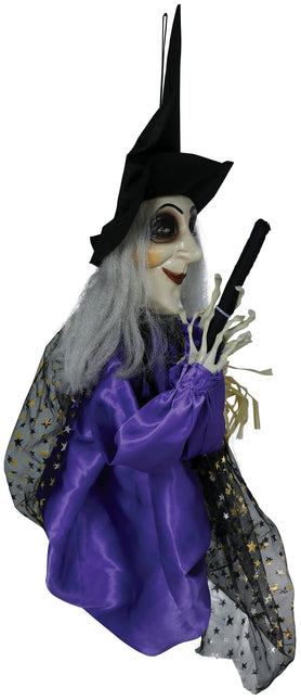 Muñeca Halloween Bruja Con Luz, Sonido Y Movimiento 75cm