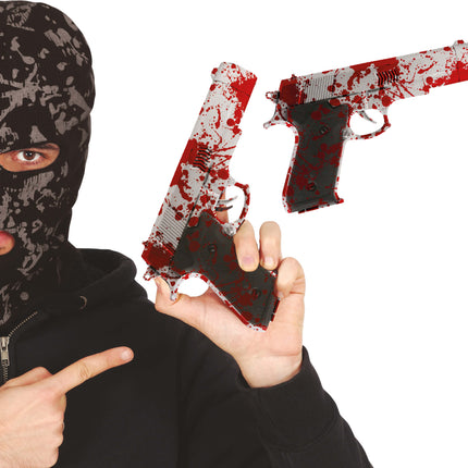 Halloween Pistola Falsa Con Sangre 24cm