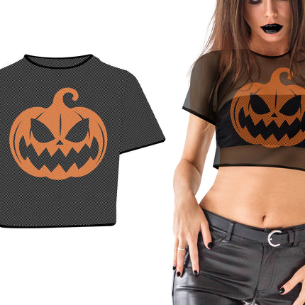 Camisa Calabaza Negra Con Calabaza Naranja