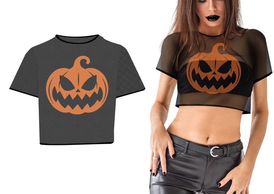 Camisa Calabaza Negra Con Calabaza Naranja