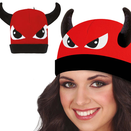 Sombrero Negro Rojo Diablo Con Ojos