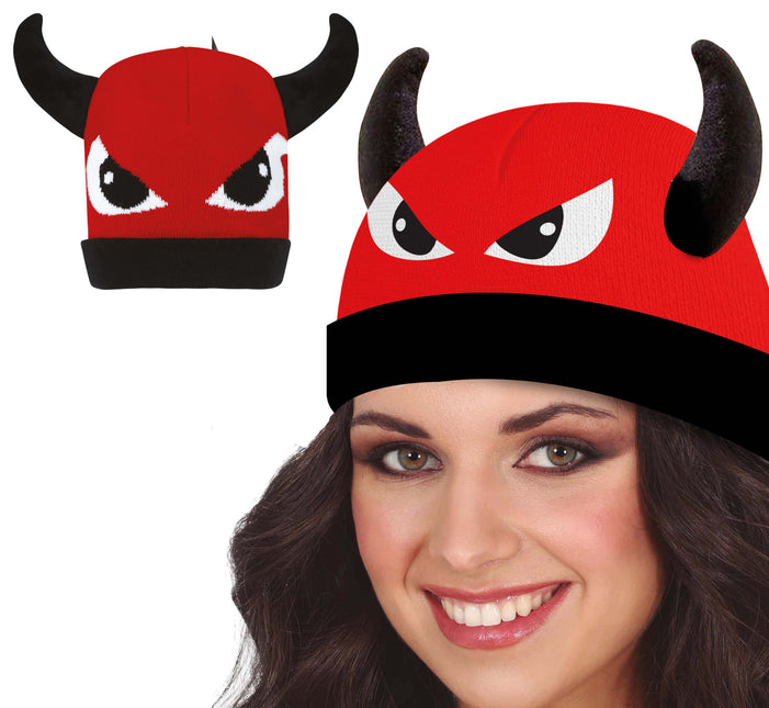 Sombrero Negro Rojo Diablo Con Ojos