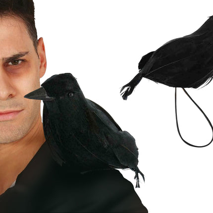Cuervo Falso Negro Con Elástico 15cm