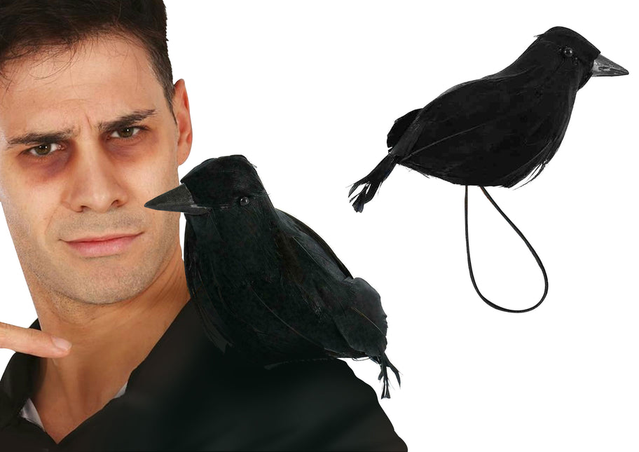 Cuervo Falso Negro Con Elástico 15cm