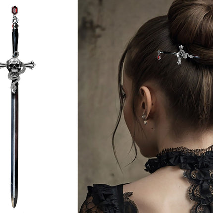 Horquillas de Halloween Espada de plata negra 19cm
