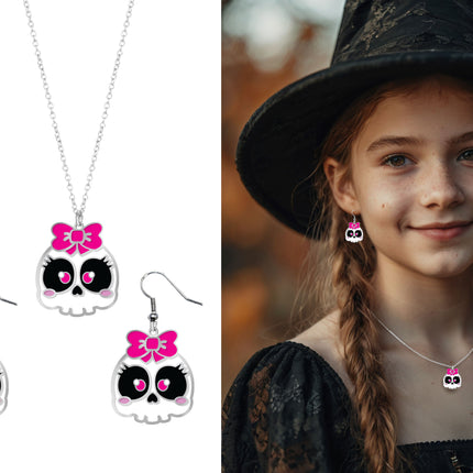 Set Accesorios Halloween Collar Y Pendientes Calavera
