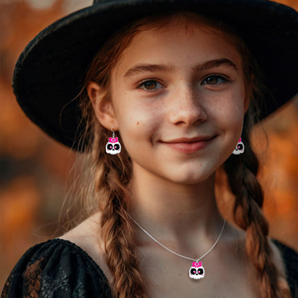Set Accesorios Halloween Collar Y Pendientes Calavera