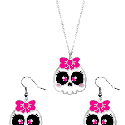 Set Accesorios Halloween Collar Y Pendientes Calavera