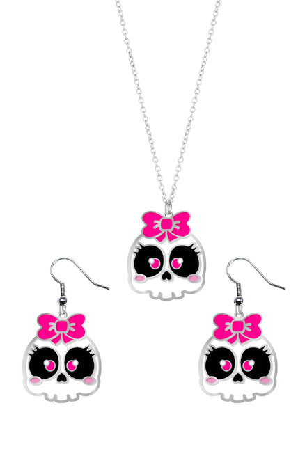 Set Accesorios Halloween Collar Y Pendientes Calavera