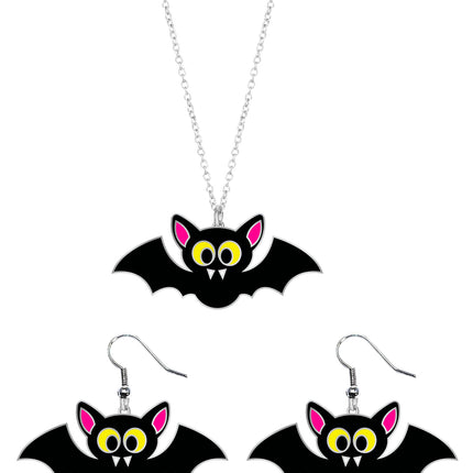 Set Accesorios Halloween Collar Y Pendientes Murciélago