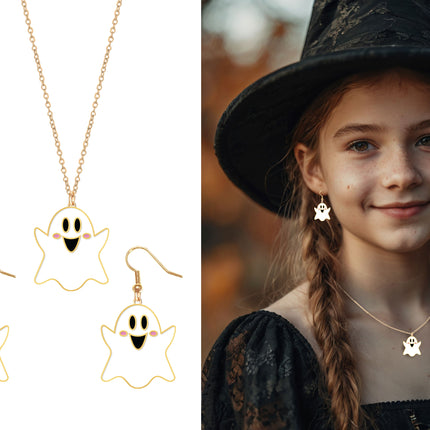 Set Accesorios Halloween Collar Y Pendientes Fantasma