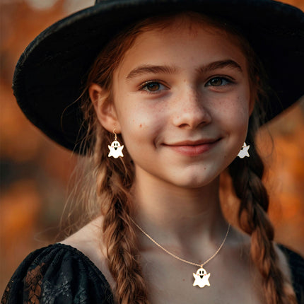 Set Accesorios Halloween Collar Y Pendientes Fantasma