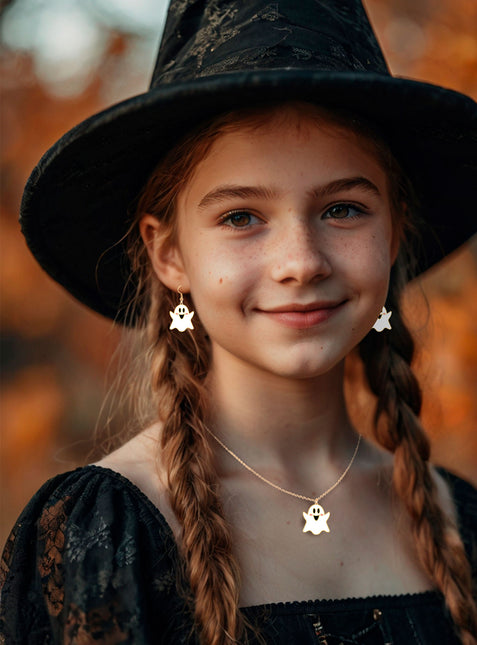 Set Accesorios Halloween Collar Y Pendientes Fantasma