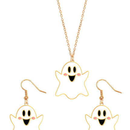 Set Accesorios Halloween Collar Y Pendientes Fantasma