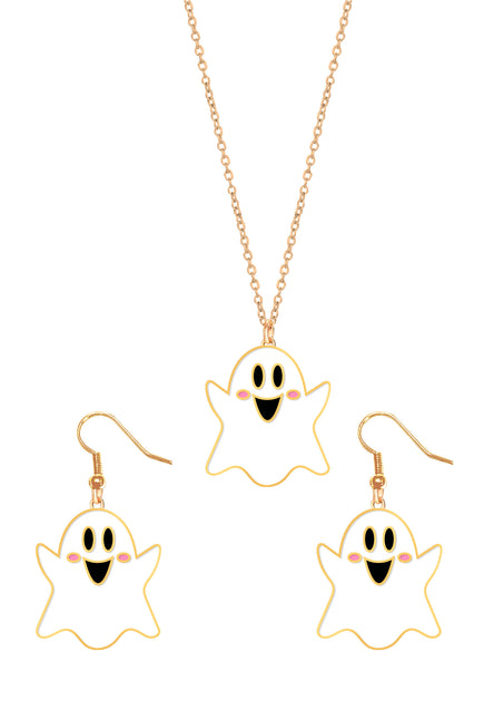 Set Accesorios Halloween Collar Y Pendientes Fantasma