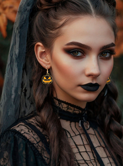 Pendientes Calabaza Negro Naranja