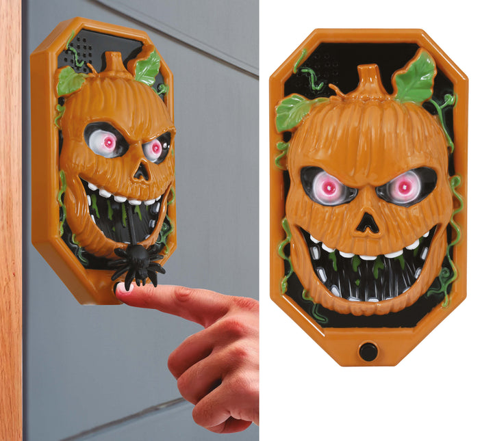 Decoración Halloween Timbre Calabaza Con Luz, Sonido Y Movimiento