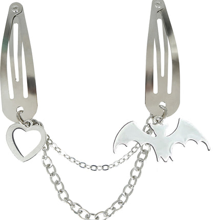 Collar con pinza para el pelo de Halloween Murciélago y corazón