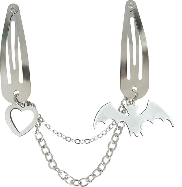 Collar con pinza para el pelo de Halloween Murciélago y corazón