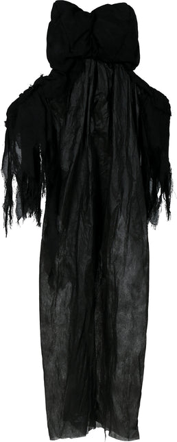 Muñeco Halloween Esqueleto Negro Dos Calaveras Con Luz Y Sonido 1,7m