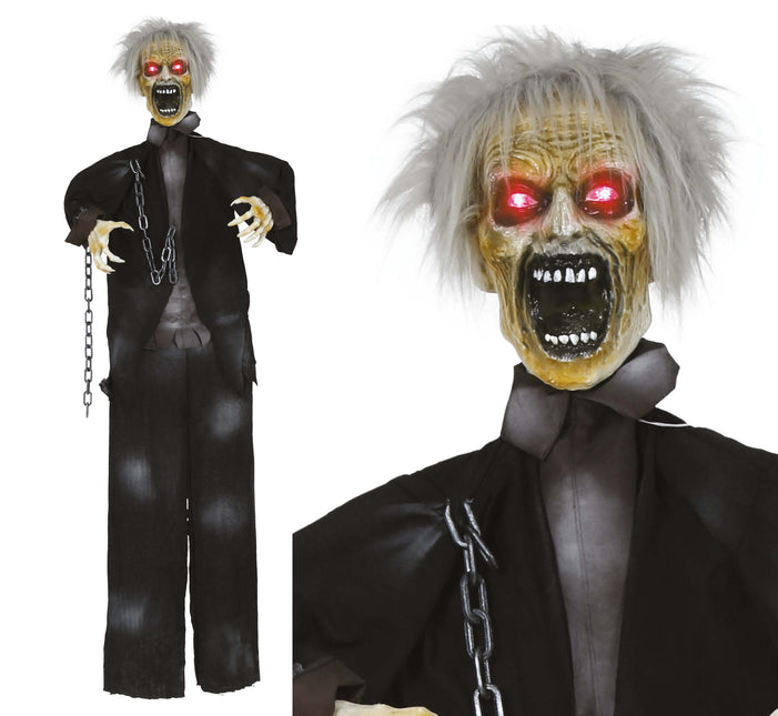 Muñeco Halloween Zombi Con Luz, Sonido Y Movimiento 1,7m